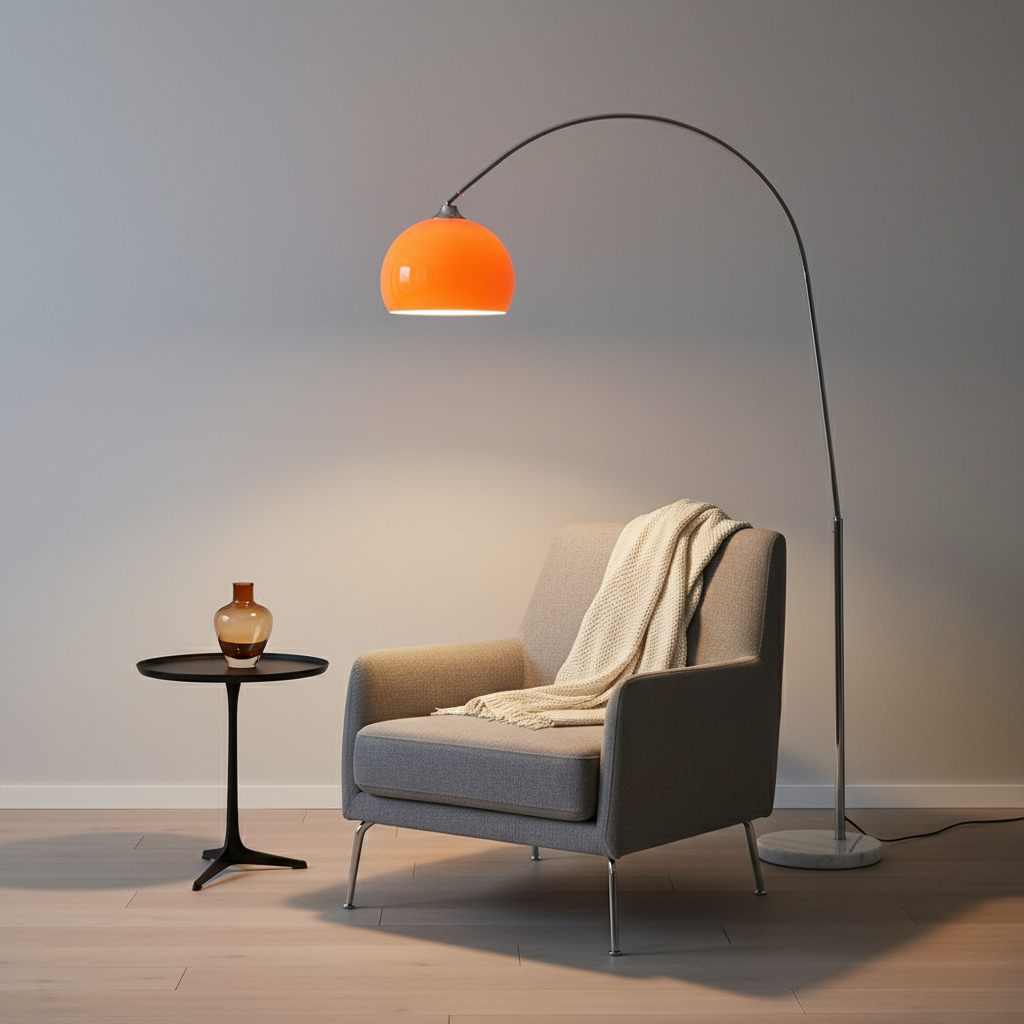 Contemporary Arc Floor Lamp - Modern Dome Shade for Living Room Decor