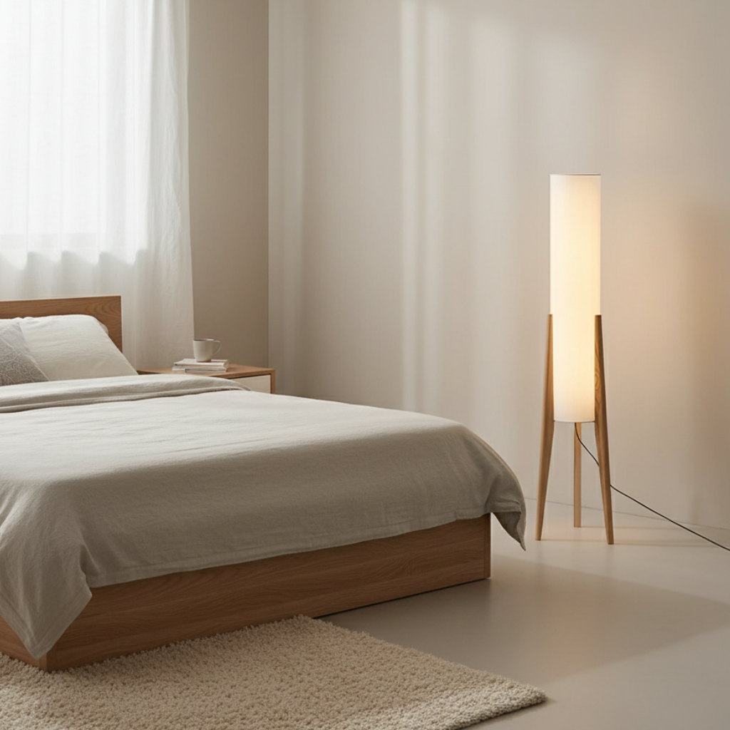 Elegant Walnut Modern Floor Lamp - Nordic Retro Design for Living Room