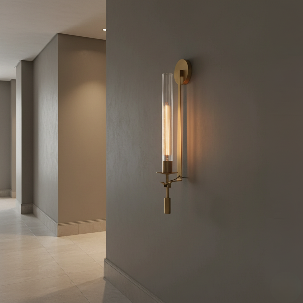 Clarion Modern Wall Sconce - Elegant Fluted Glass & Iron Wall Lights