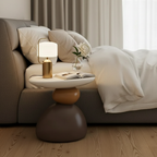 Modern Minimalist Stone Side Table - Scandinavian Design for Living Room or Bedroom