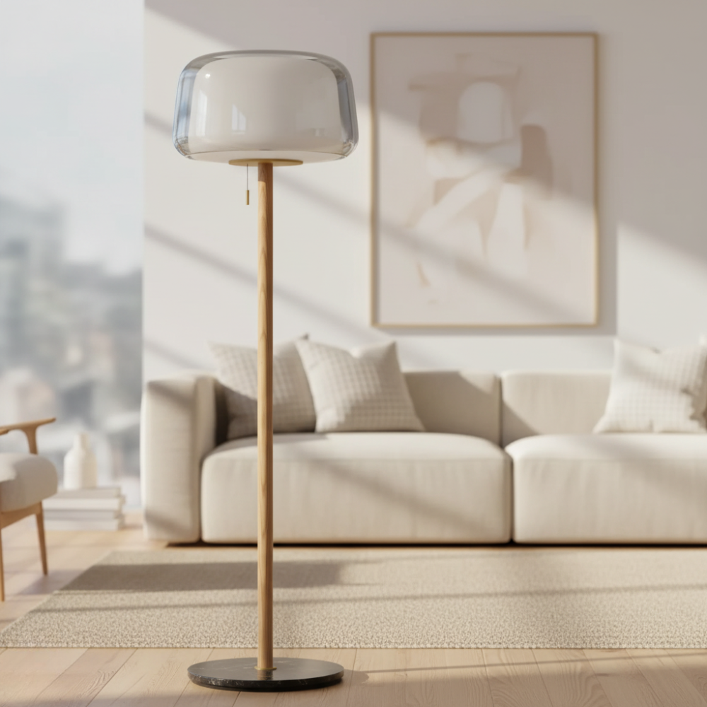 Glasstique | Chic Modern Glass Floor Lamp for Living Room Ambiance