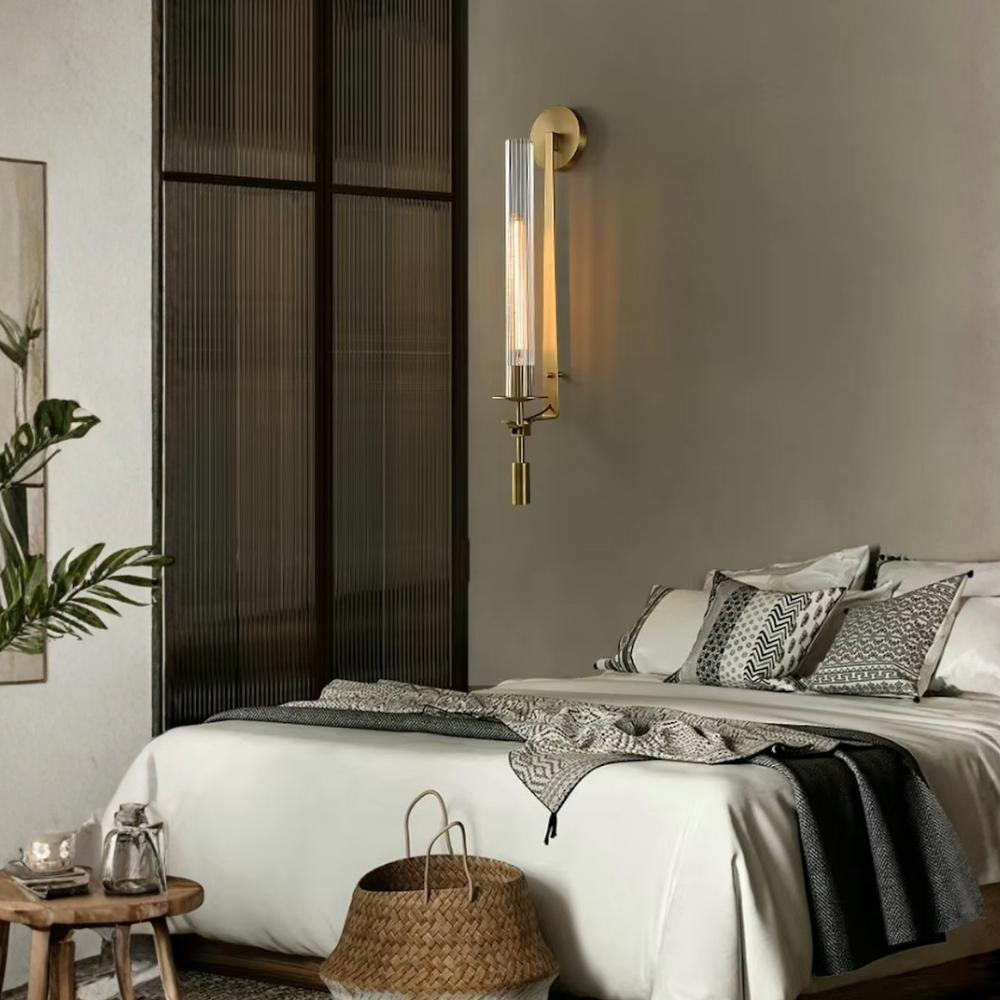 Clarion Modern Wall Sconce - Elegant Fluted Glass & Iron Wall Lights