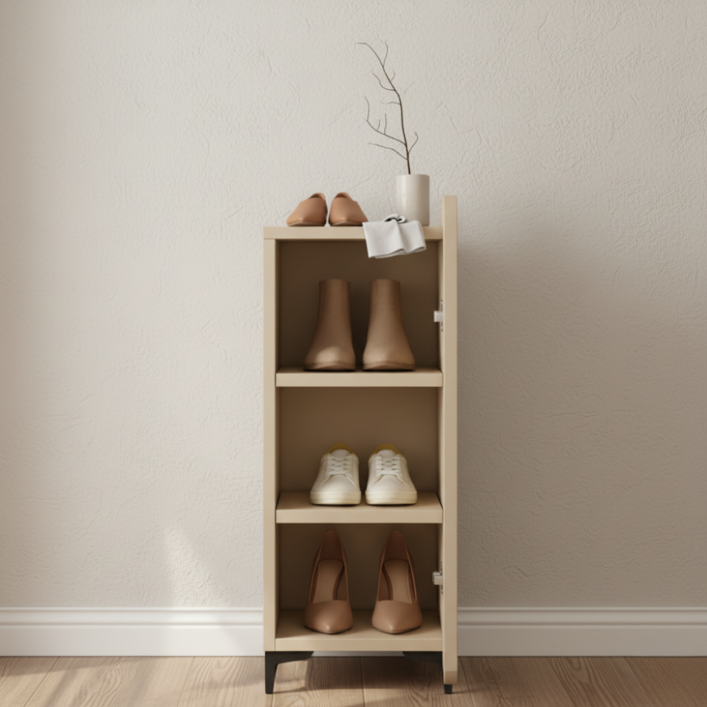 Elegant 4-Tier Shoe Storage Cabinet with Scalloped Edge Design for Entryway