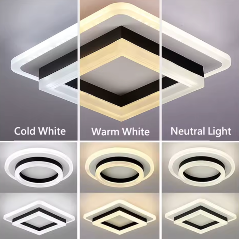 Modern Square Flush Mount Ceiling Light - Energy-Efficient LED Illumination