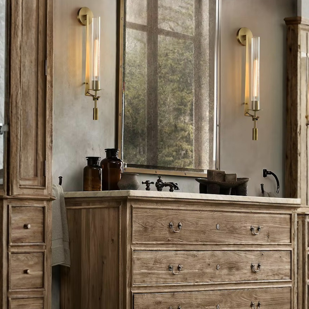 Clarion Modern Wall Sconce - Elegant Fluted Glass & Iron Wall Lights