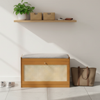 Stylish Bamboo Shoe Storage Bench with Cushioned Seating for Entryway