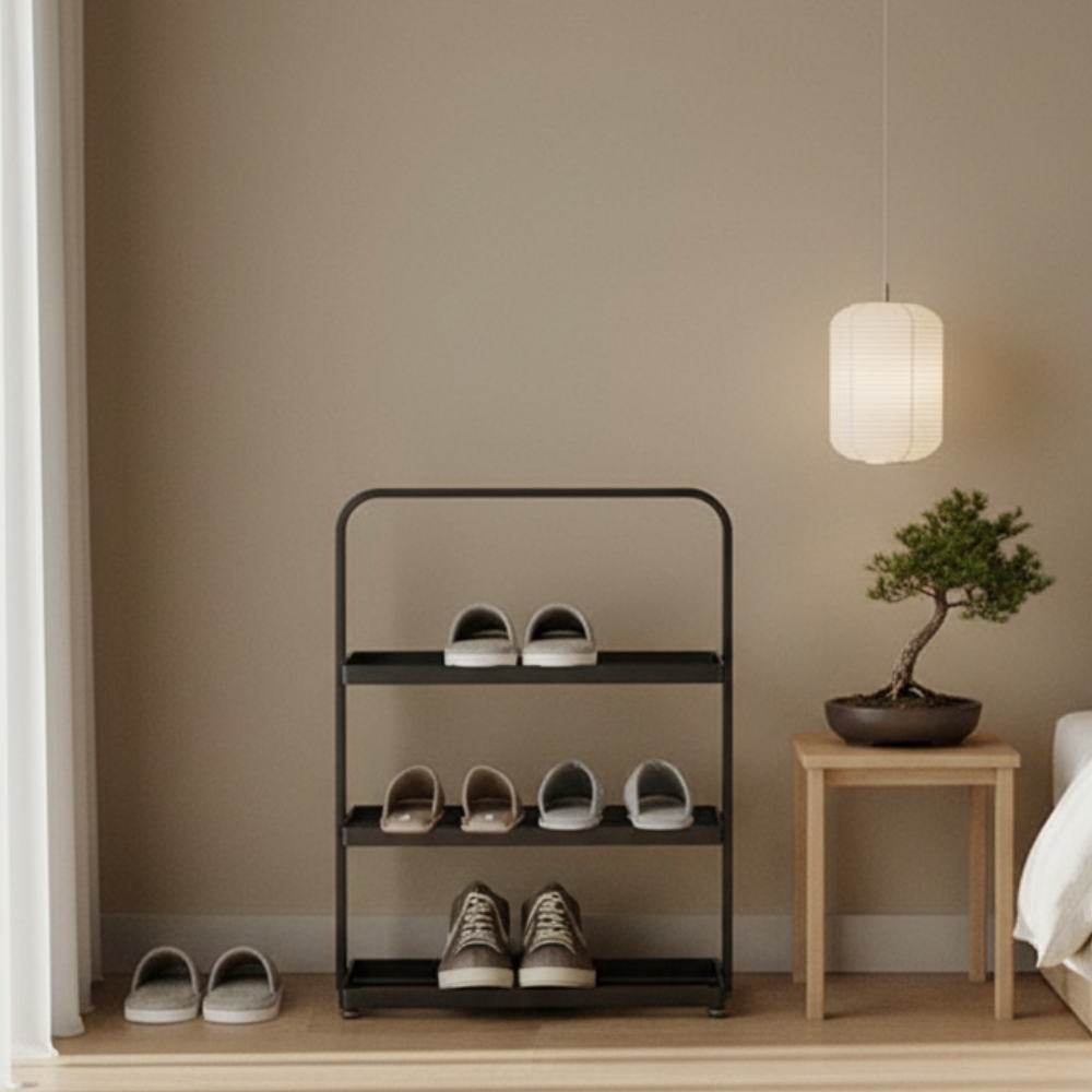 Modern Minimalist 3-Tier Shoe Rack - Durable Iron Shoe Storage Organizer
