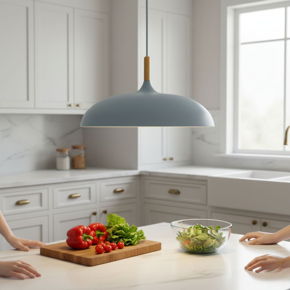 Haft Pendant Light - Scandinavian Kitchen Pendant Lighting with Wood & Iron