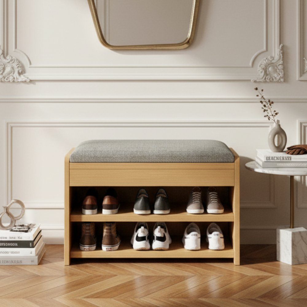 Vintage Solid Wood Shoe Rack Storage - 2/3 Tier Shoe Organizer for Entryway