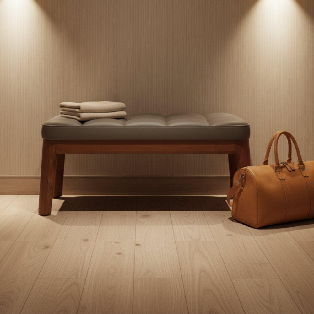 Scandinavian Shoe Storage Bench with Solid Wood Frame & PU Leather Seat