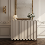 Elegant 4-Tier Shoe Storage Cabinet with Scalloped Edge Design for Entryway