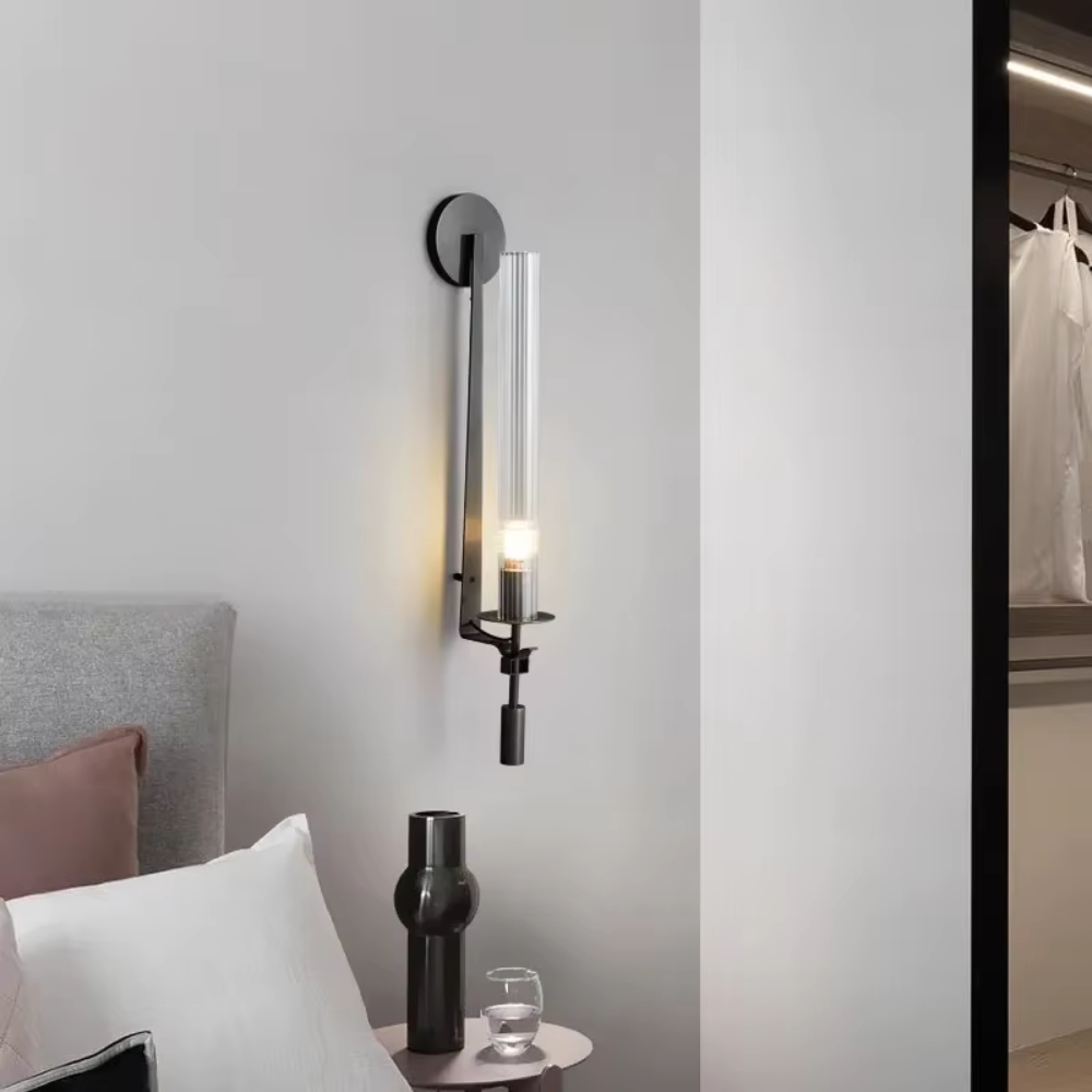 Clarion Modern Wall Sconce - Elegant Fluted Glass & Iron Wall Lights