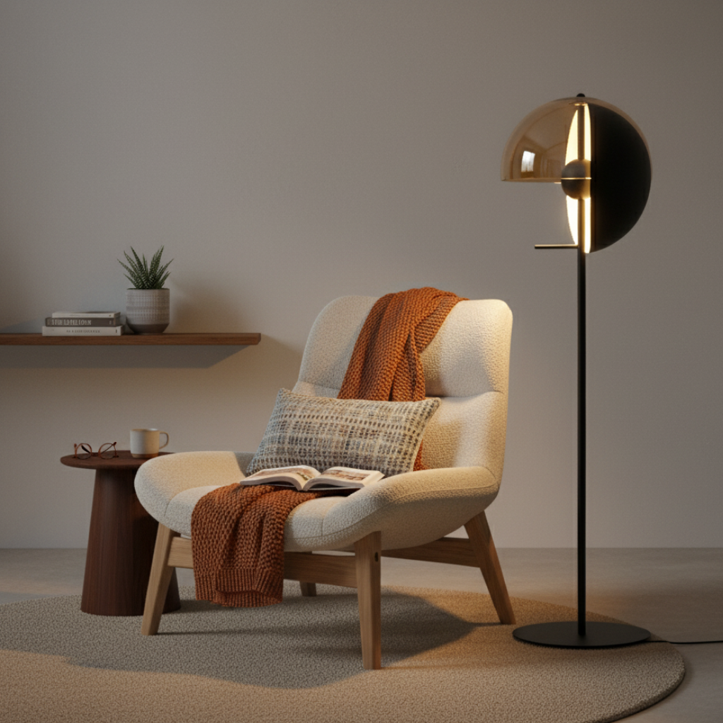 Neralith Soma Modern Floor Lamp - Elegant Glass Standing Lamp for Living Room