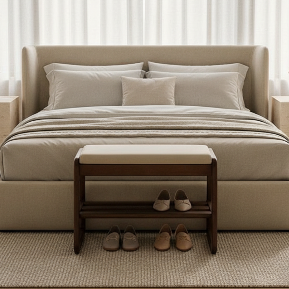 Elegant Shoe Rack Storage Bench - Entryway Shoe Storage with Leather Seating