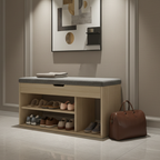 Modern Minimalist 3-Tier Shoe Storage Cabinet - PU Leather & Wood Organizer