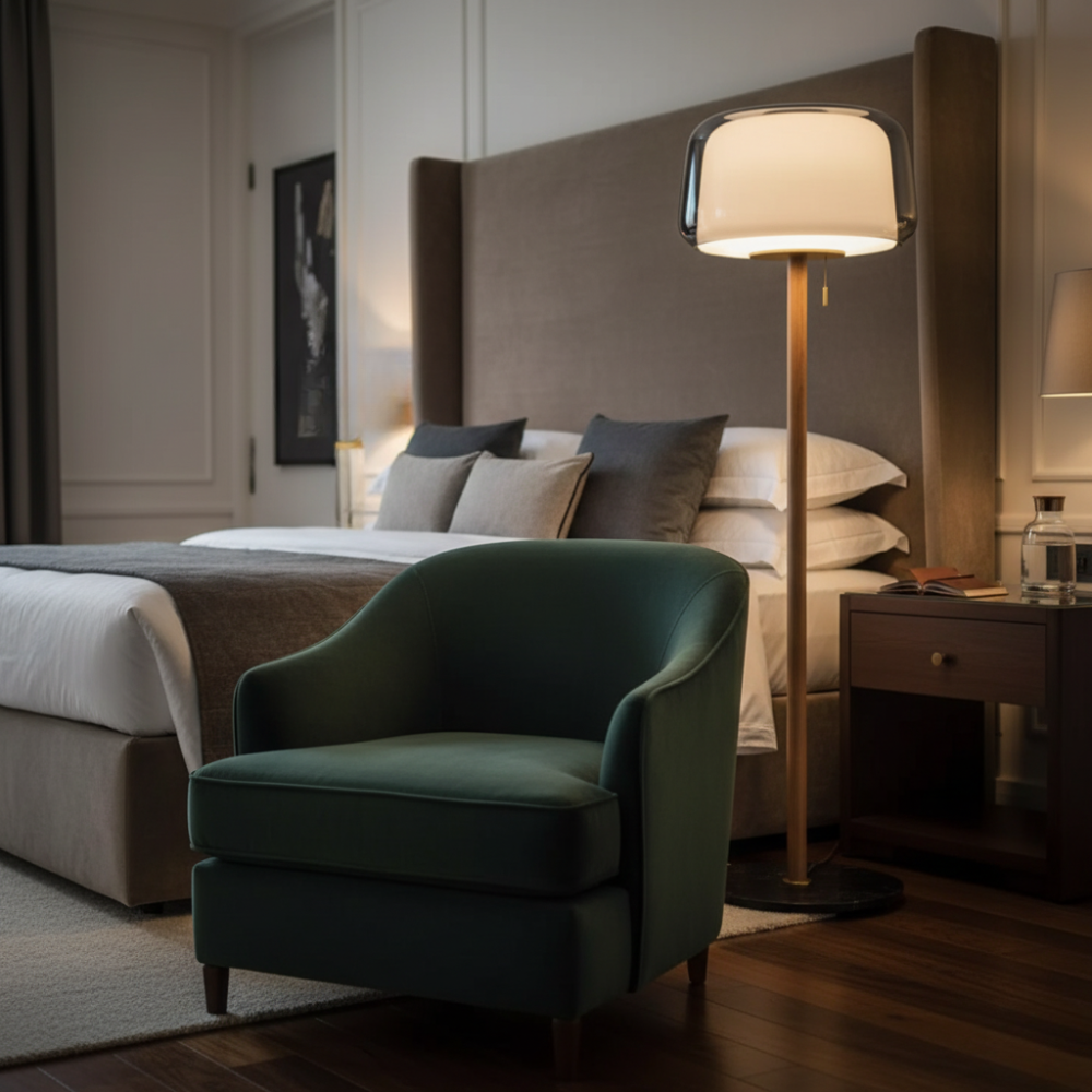 Glasstique | Chic Modern Glass Floor Lamp for Living Room Ambiance