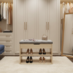 Modern Minimalist 3-Tier Shoe Storage Cabinet - PU Leather & Wood Organizer