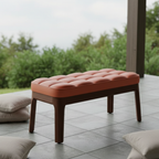 Scandinavian Shoe Storage Bench with Solid Wood Frame & PU Leather Seat