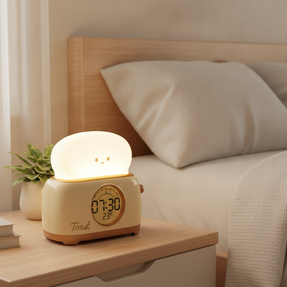 Toastie Digital Alarm Clock with Night Light & Temperature Display for Kids
