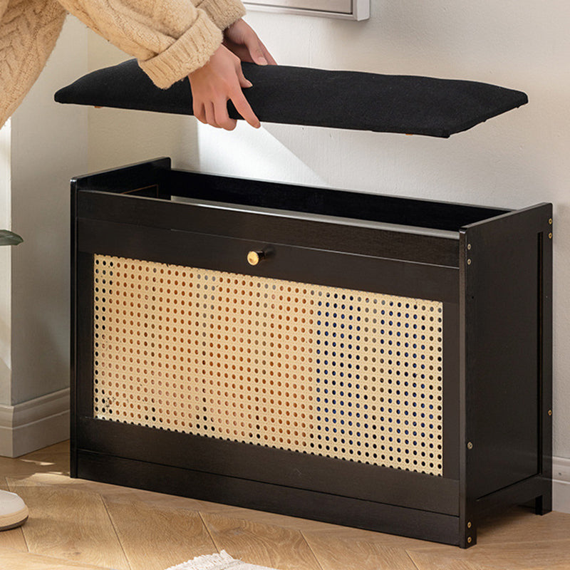 Stylish Bamboo Shoe Storage Bench with Cushioned Seating for Entryway