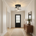 Elegant Crystal Semi Flush Ceiling Light for Bedroom & Living Room