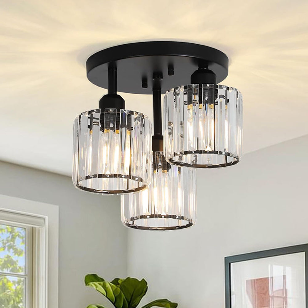 Elegant Crystal Semi Flush Ceiling Light for Bedroom & Living Room