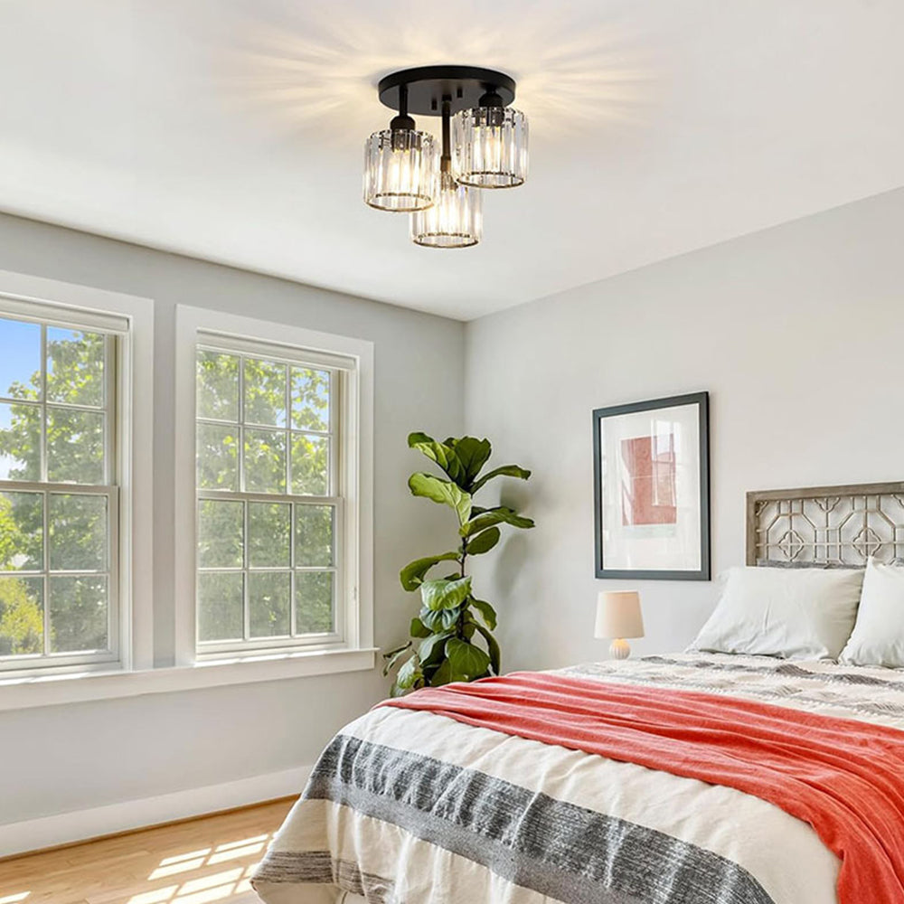 Elegant Crystal Semi Flush Ceiling Light for Bedroom & Living Room