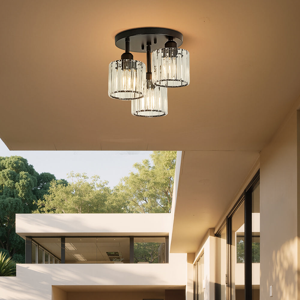 Elegant Crystal Semi Flush Ceiling Light for Bedroom & Living Room