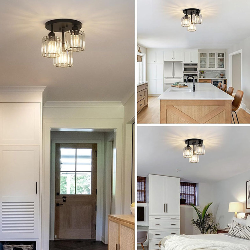 Elegant Crystal Semi Flush Ceiling Light for Bedroom & Living Room