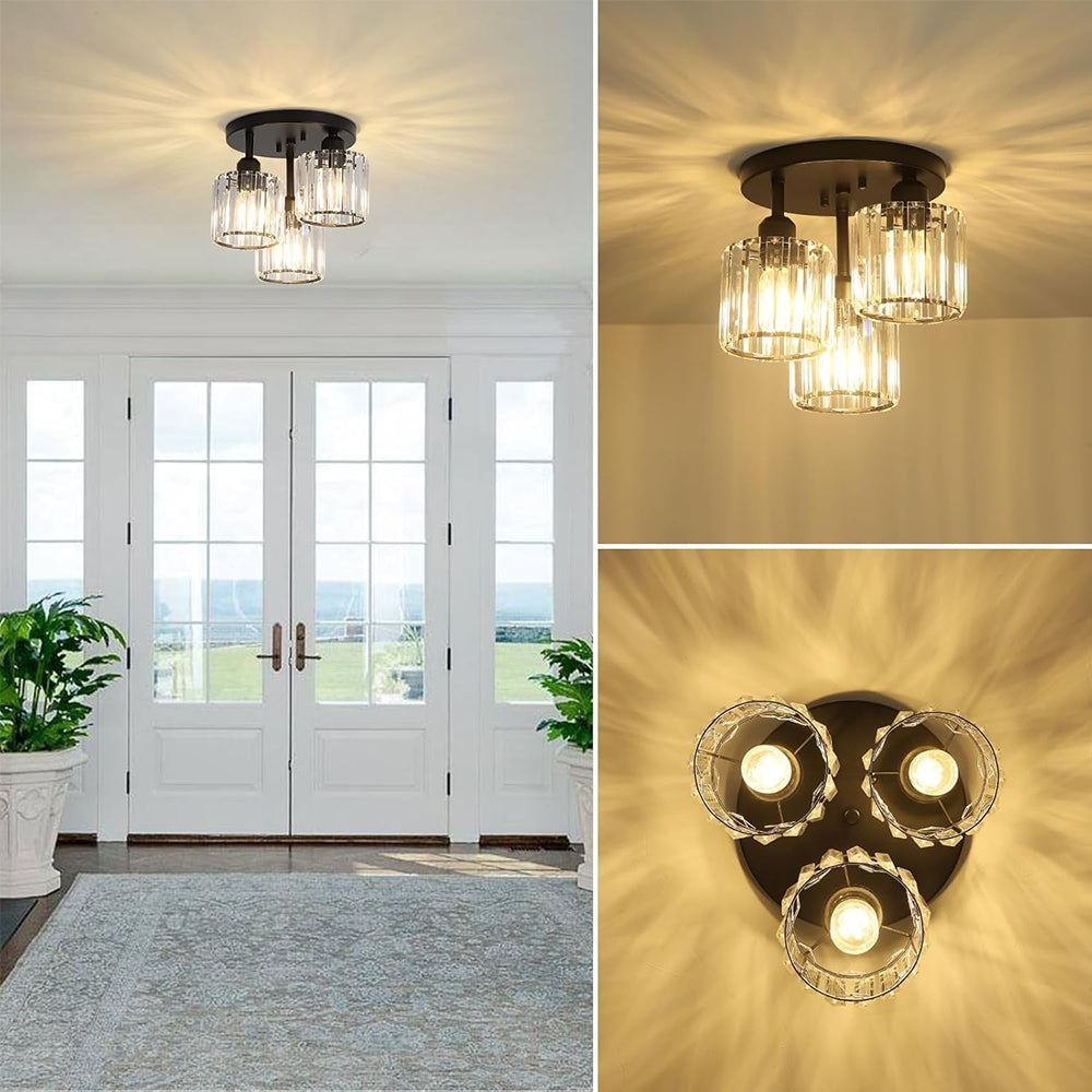 Elegant Crystal Semi Flush Ceiling Light for Bedroom & Living Room