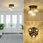 Elegant Crystal Semi Flush Ceiling Light for Bedroom & Living Room