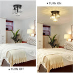 Elegant Crystal Semi Flush Ceiling Light for Bedroom & Living Room