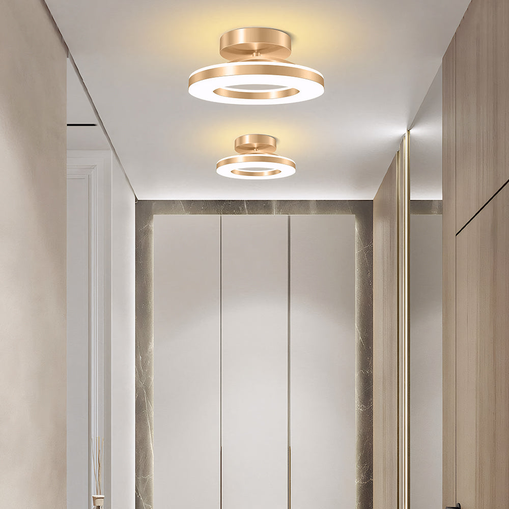 Elegant Modern Flush Mount Ceiling Light - Gold Iron LED Fixture
