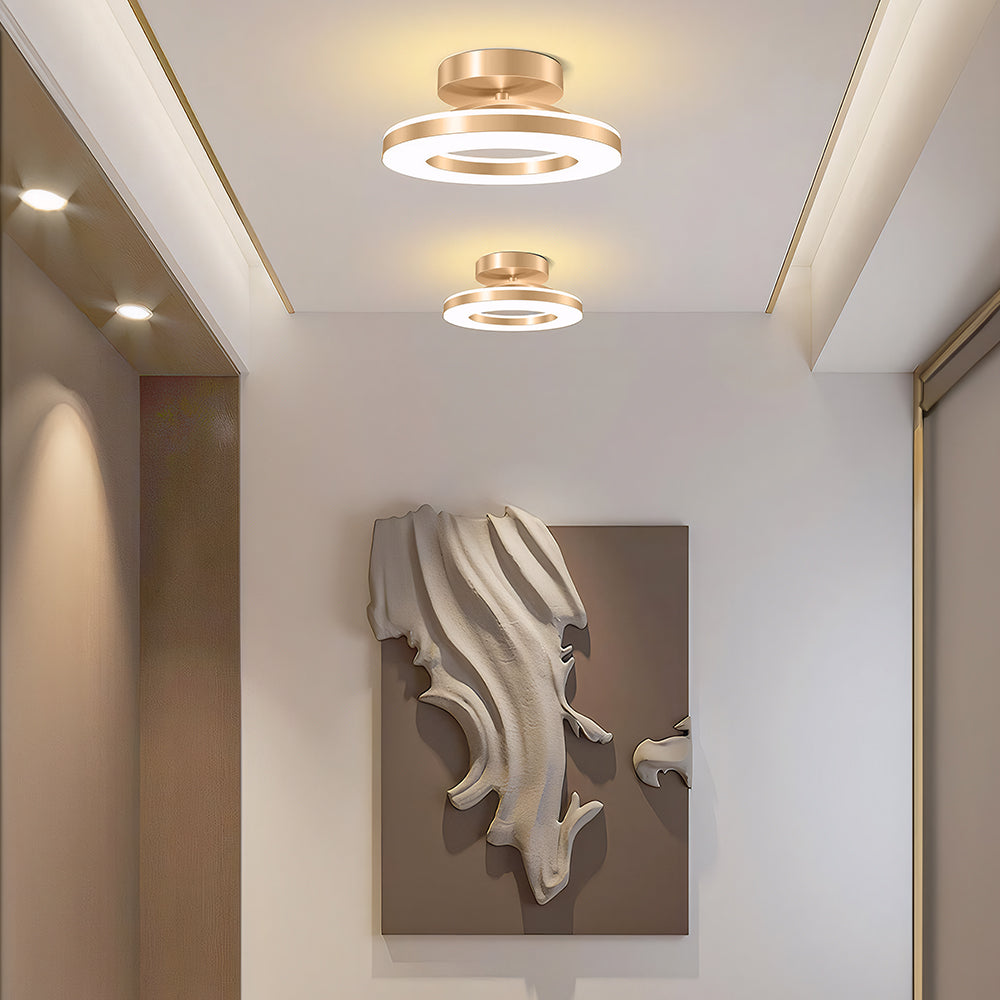 Elegant Modern Flush Mount Ceiling Light - Gold Iron LED Fixture