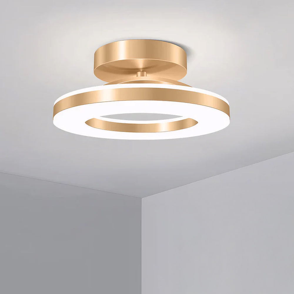 Elegant Modern Flush Mount Ceiling Light - Gold Iron LED Fixture
