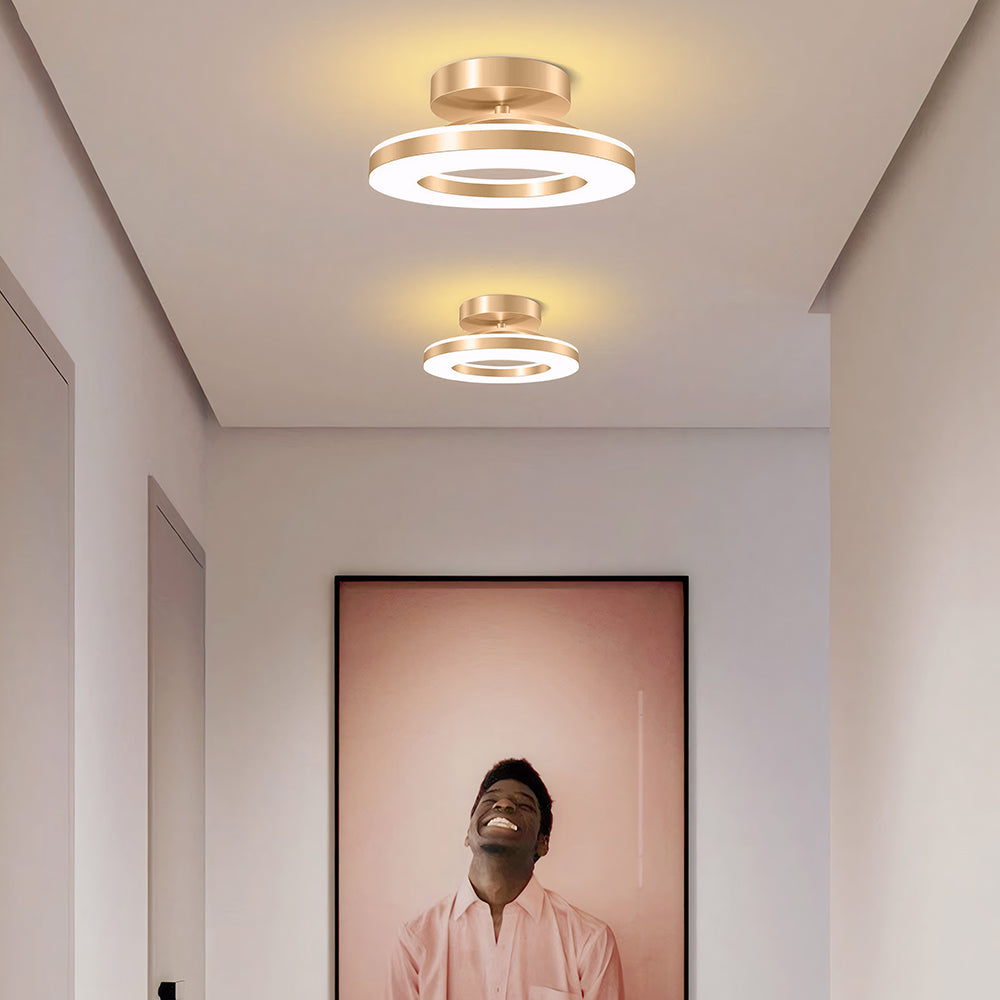 Elegant Modern Flush Mount Ceiling Light - Gold Iron LED Fixture