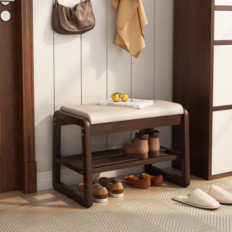 Elegant Shoe Rack Storage Bench - Entryway Shoe Storage with Leather Seating