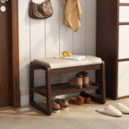 Elegant Shoe Rack Storage Bench - Entryway Shoe Storage with Leather Seating