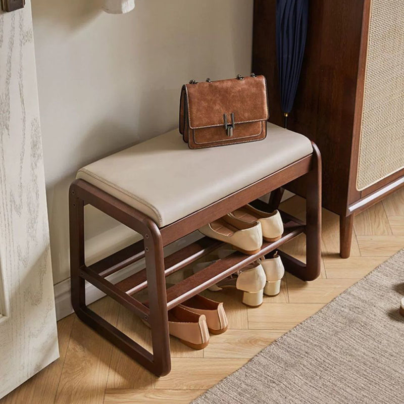 Elegant Shoe Rack Storage Bench - Entryway Shoe Storage with Leather Seating
