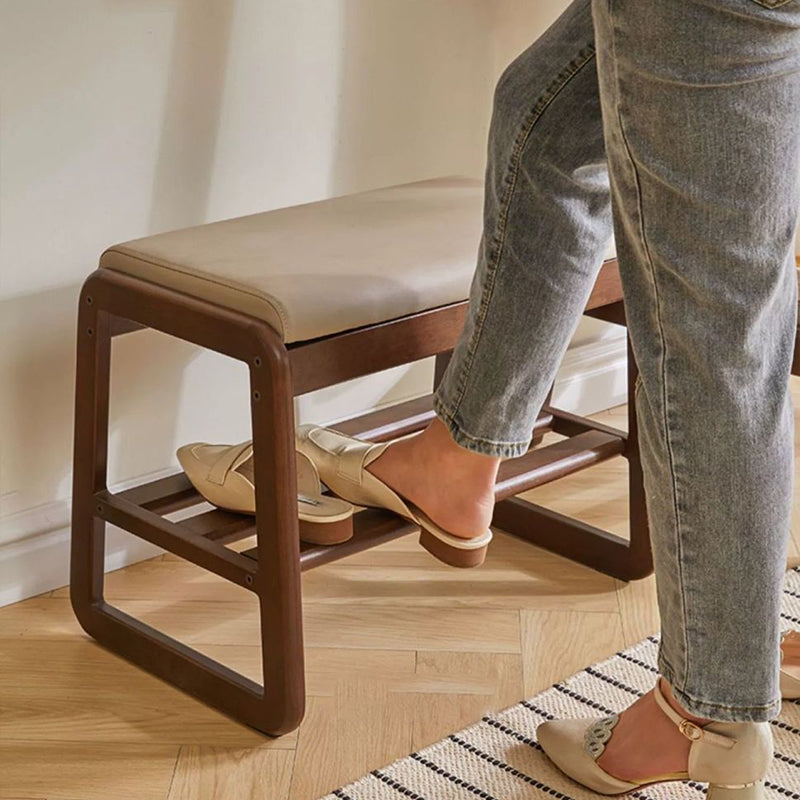 Elegant Shoe Rack Storage Bench - Entryway Shoe Storage with Leather Seating