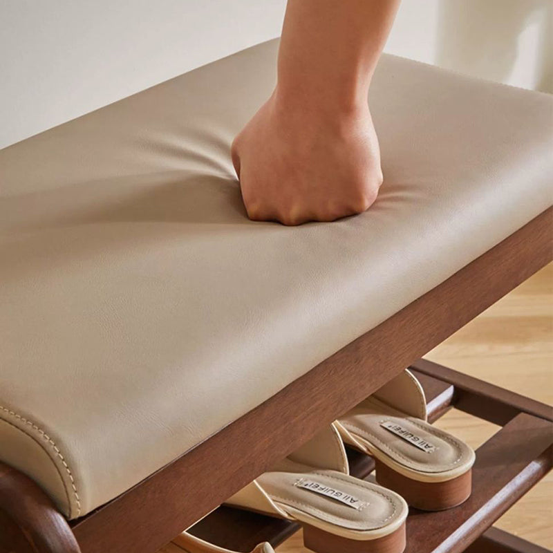Elegant Shoe Rack Storage Bench - Entryway Shoe Storage with Leather Seating