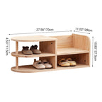 Children Shoe Storage Bench with Japanese Pine Wood 2-Tier Entryway Rack