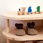 Children Shoe Storage Bench with Japanese Pine Wood 2-Tier Entryway Rack