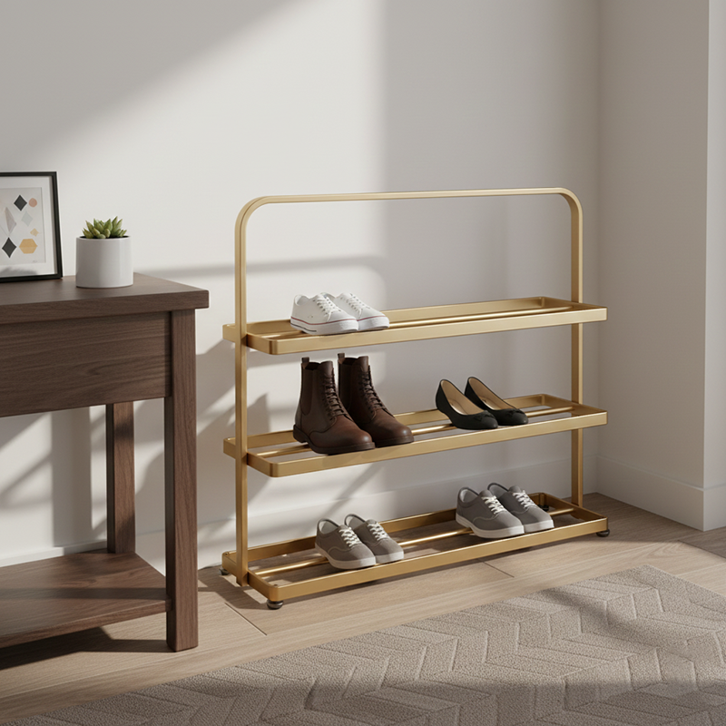 Modern Minimalist 3-Tier Shoe Rack - Durable Iron Shoe Storage Organizer