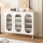 Modern Minimalist 4-Tier Shoe Storage Cabinet with Rattan & Glass Organizer for Entryway