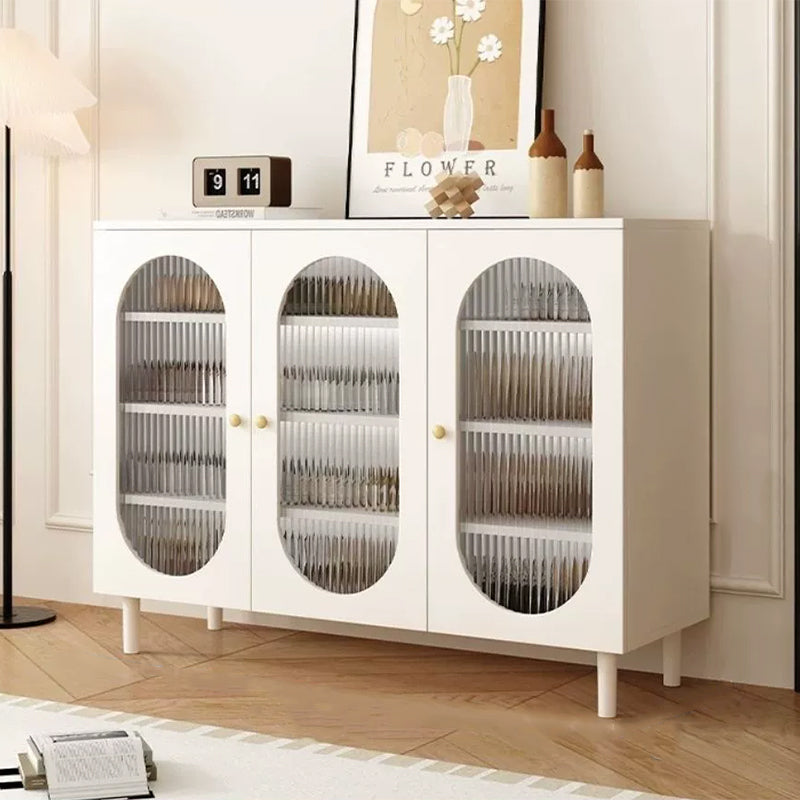 Modern Minimalist 4-Tier Shoe Storage Cabinet with Rattan & Glass Organizer for Entryway