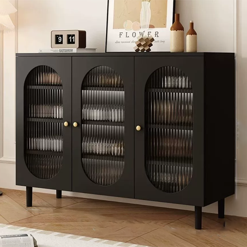 Modern Minimalist 4-Tier Shoe Storage Cabinet with Rattan & Glass Organizer for Entryway