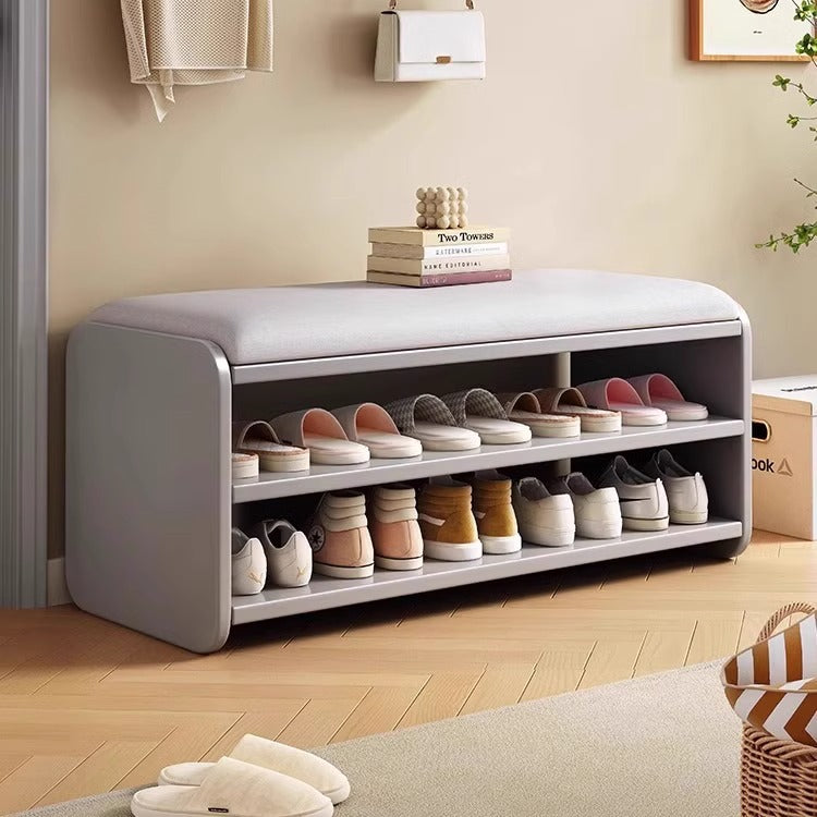 Modern Minimalist Shoe Rack Bench with Two-Tier Shoe Storage for Entryway