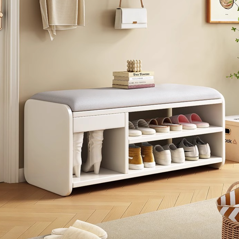 Modern Minimalist Shoe Rack Bench with Two-Tier Shoe Storage for Entryway