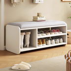 Modern Minimalist Shoe Rack Bench with Two-Tier Shoe Storage for Entryway